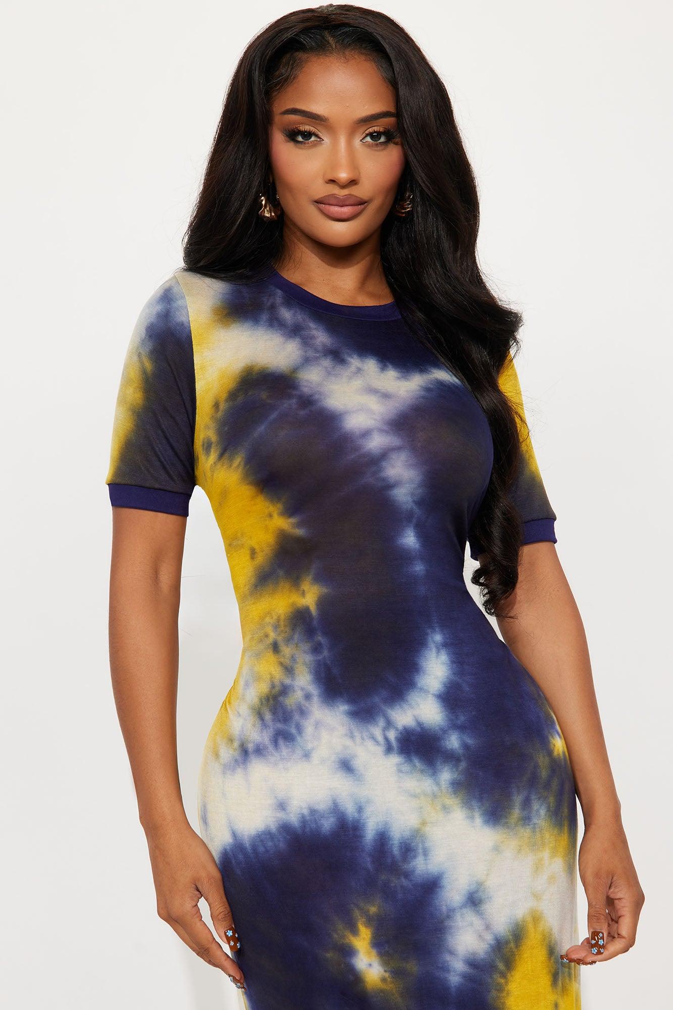 Breezy Tie Dye Maxi Dress - Navy/combo Female Product Image
