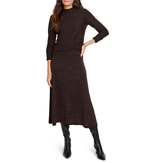 NIC + ZOE Textured Sweater Knit A-Line Midi Skirt Product Image