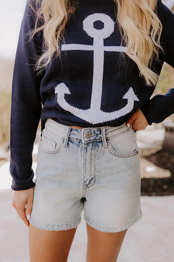 Sail Away Knit Sweater in Navy Product Image