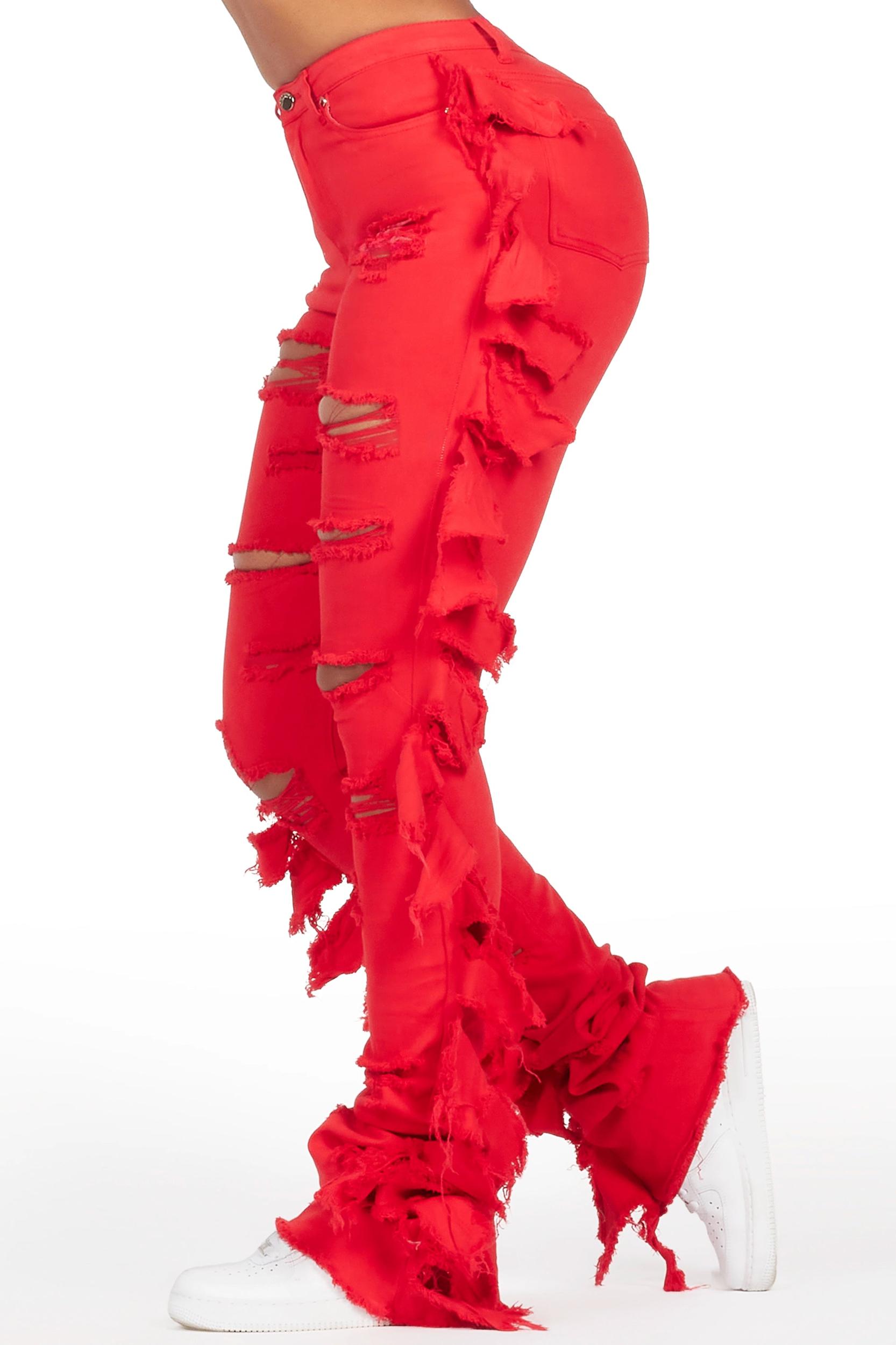 Cataleya Red Super Stacked Jean Female Product Image