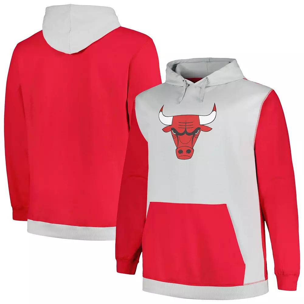 Men's Fanatics Branded  Red/Silver Chicago Bulls Big & Tall Primary Arctic Pullover Hoodie, Size: 3XB Product Image