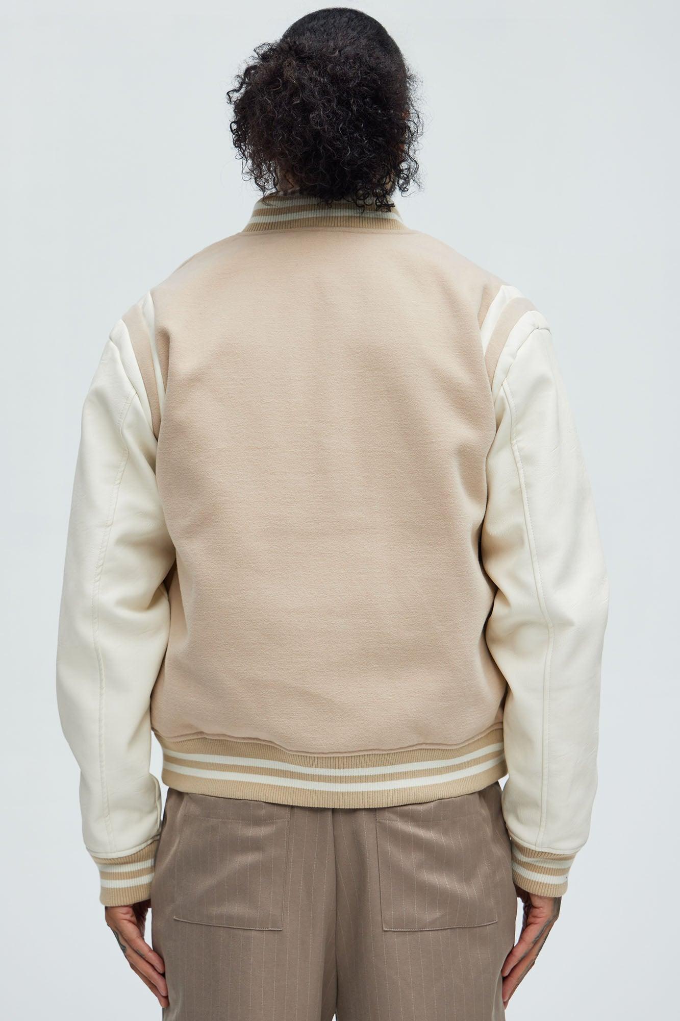 Shoulder Varsity Jacket - Tan Product Image