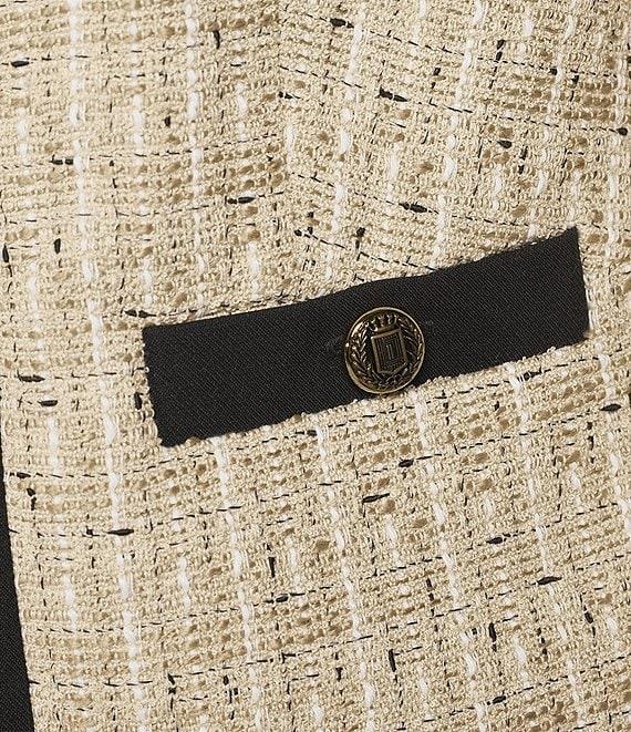 KARL LAGERFELD PARIS Coordinating Tweed Open Front Framed Jacket Product Image