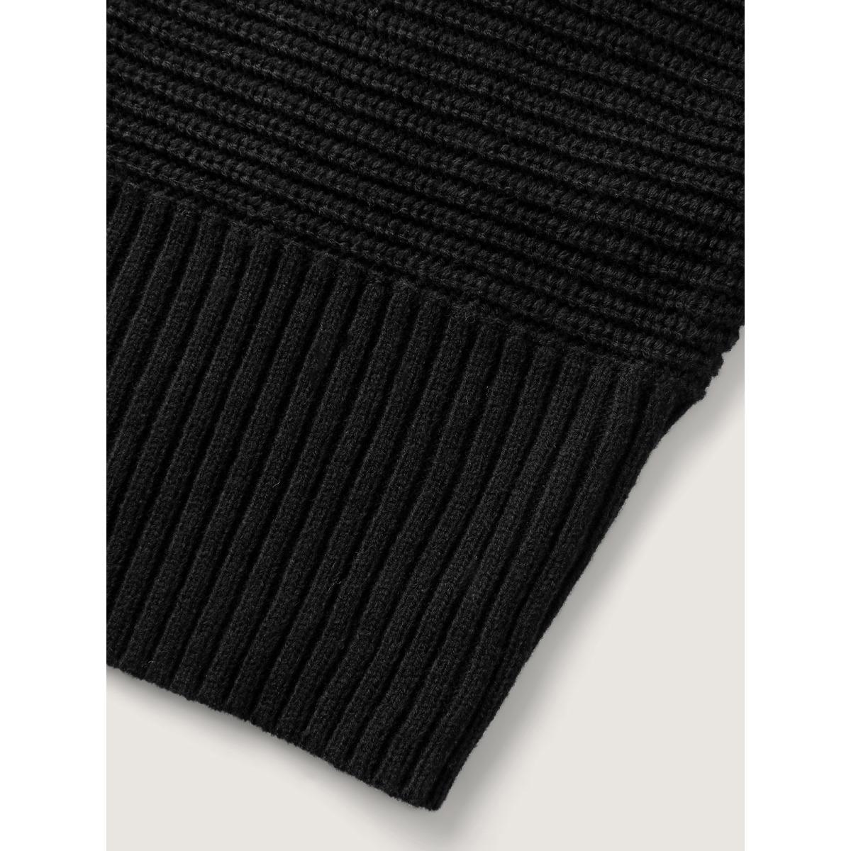 Plus Size Boat Neckline Tissue Textured Pullover Black Women Leisure Oversized Long Sleeve Boat Neck Casual Pullovers BloomChic 28/5X Product Image