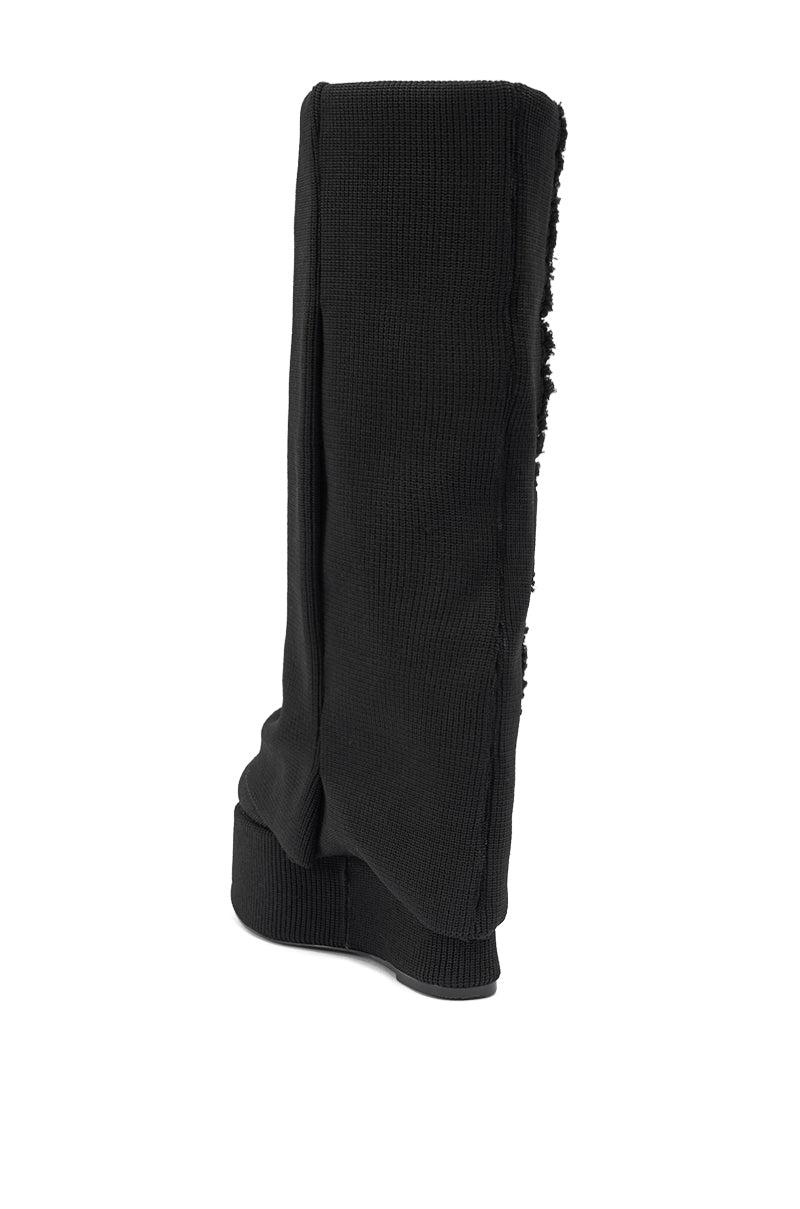 AZALEA WANG FRANKEYE BLACK WEDGE BOOT Product Image