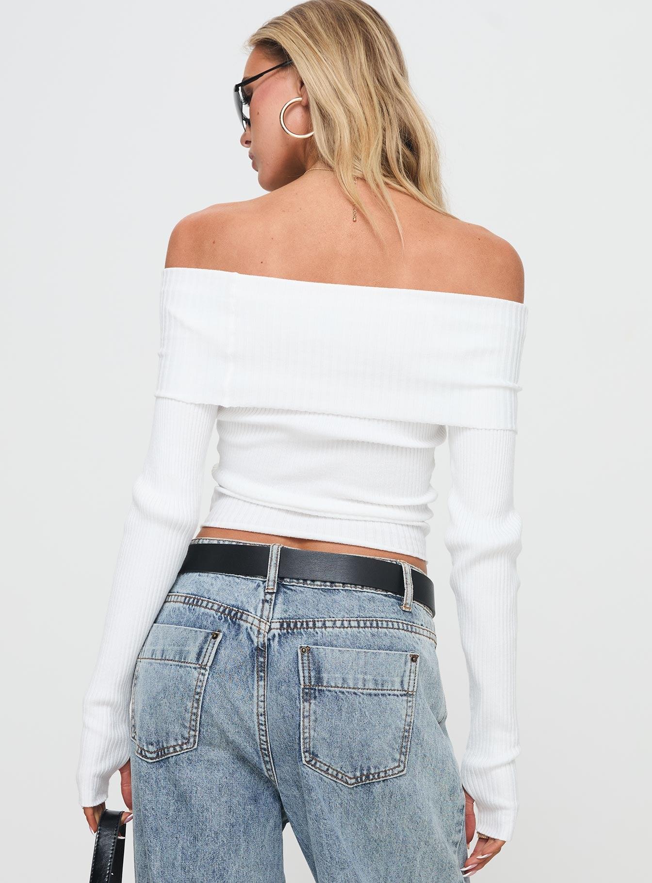 Morley Off Shoulder Sweater White Product Image