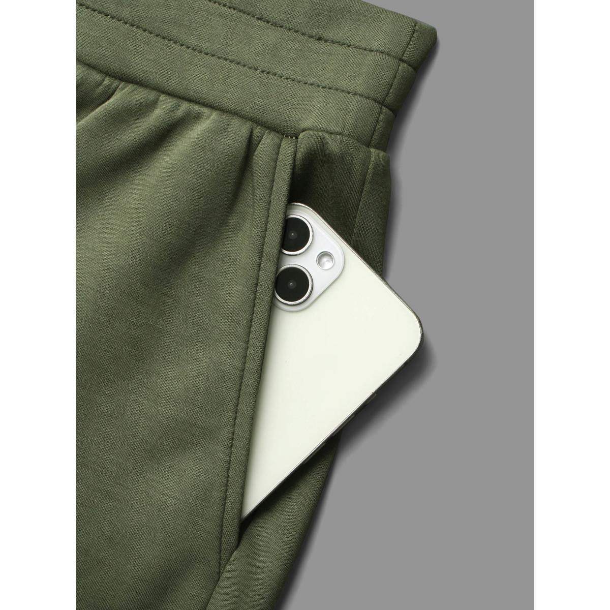 Plus Size Solid Elastic Waist Mid Rise Pants Women Sage Casual Mid Rise Everyday Pants BloomChic 14-16/1X Product Image