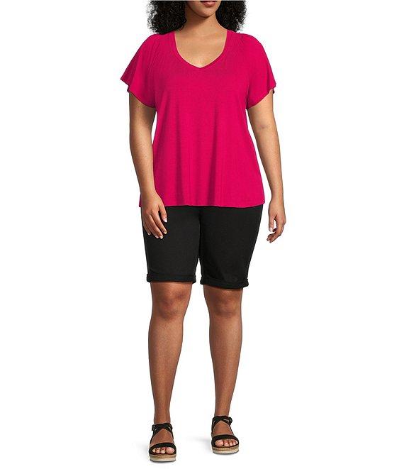 NYDJ Plus Size Briella Rolled Cuff Denim Shorts Product Image