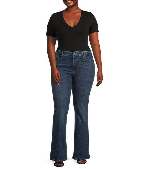 Good American Plus Size Super Stretch Deep V-Neck Short Sleeve Bodysuit Product Image