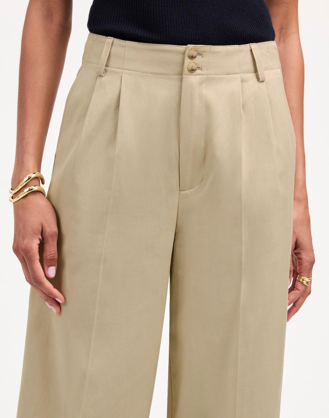 The Petite Harlow Wide-Leg Pant in Drapey Twill Product Image