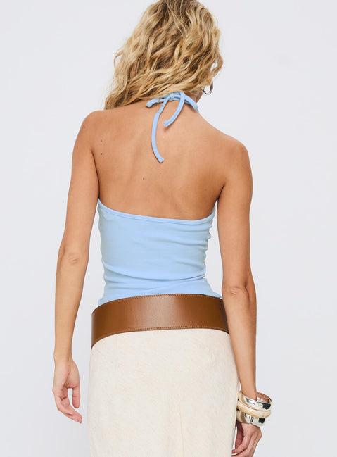 Baseline Halter Rib Top Light Blue Product Image