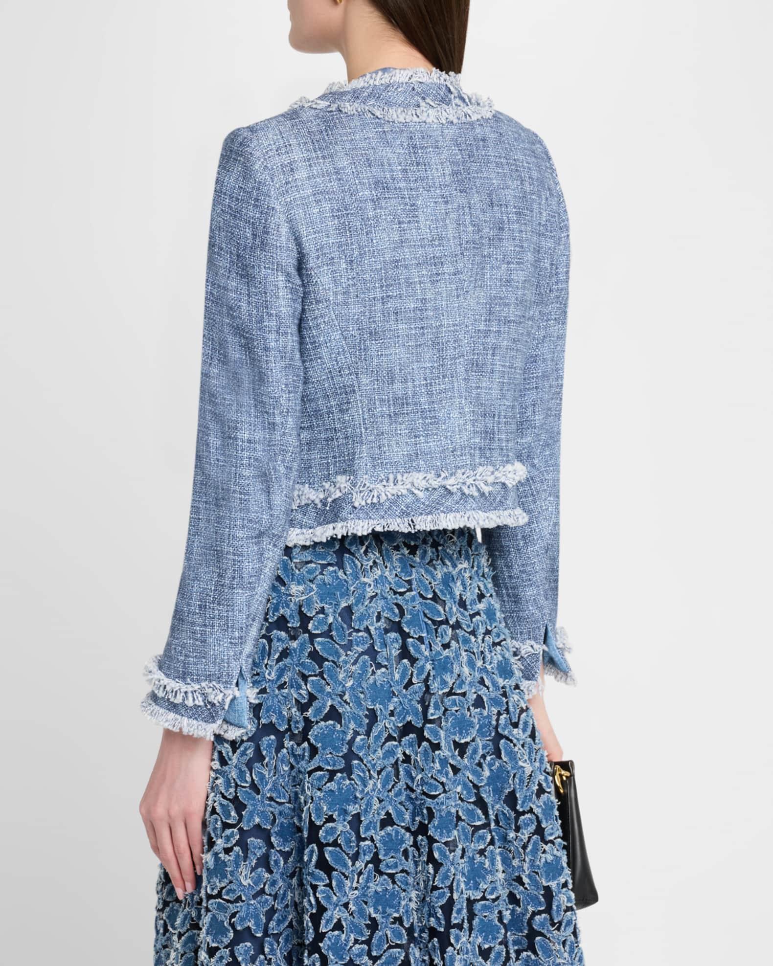 Cotton-Blend Short Jacket with Fringe Trim Product Image