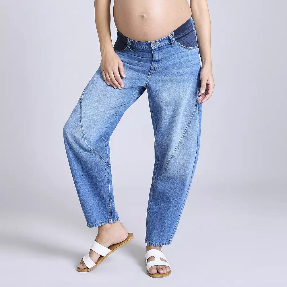 Maternity Motherhood® Barrel Leg Jeans, Women's, Size: Medium-Mat, Medium Blue Wash Product Image