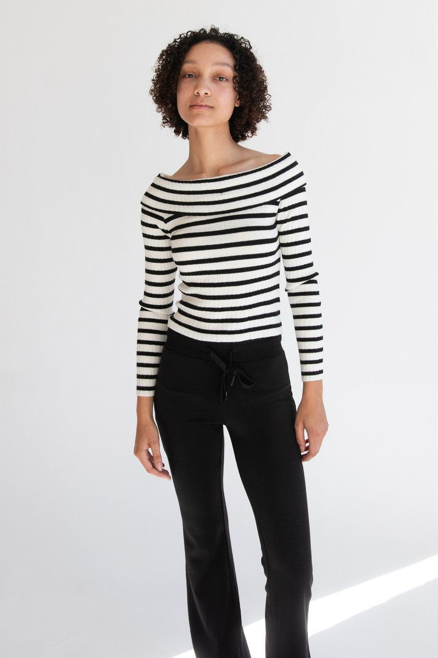 Off The Shoulder Striped Sweater Product Image