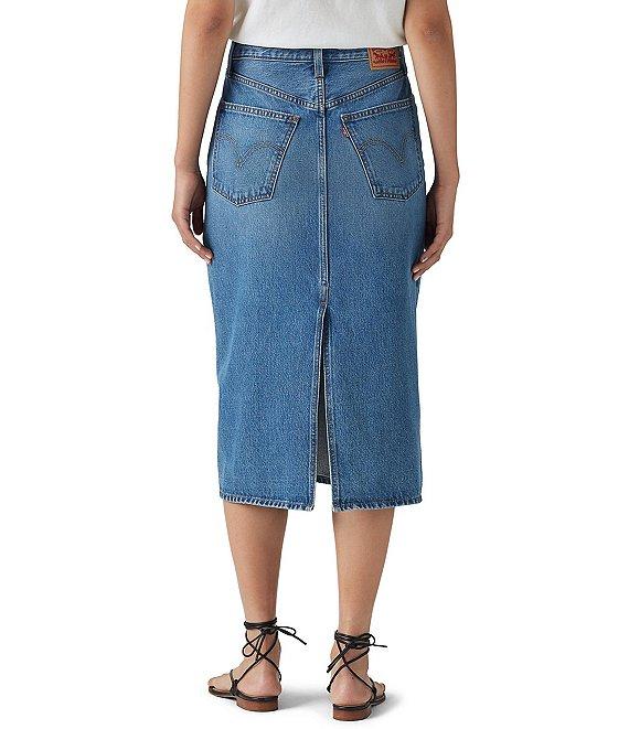 Levi's® High-Rise Back-Slit Denim Midi Skirt Product Image
