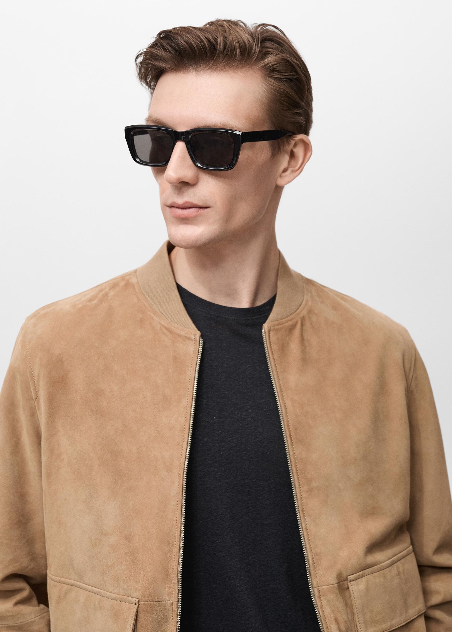 Suede leather bomber jacket - Men | MANGO USA Product Image