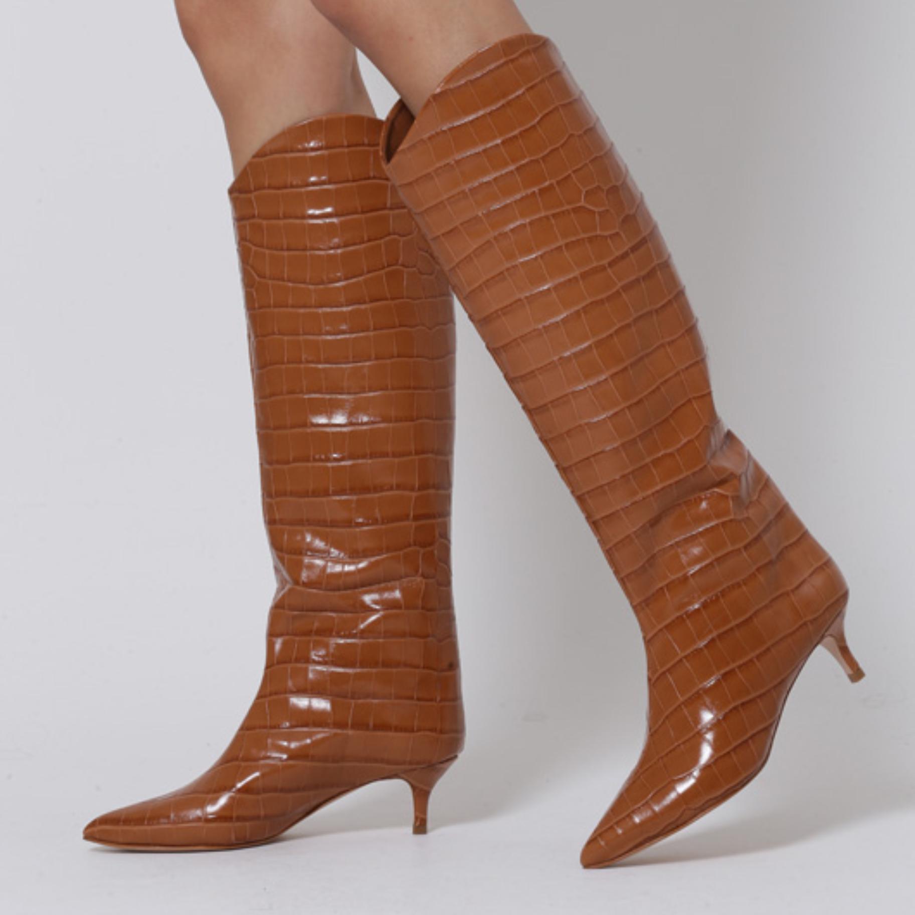 Maryana Lo Crocodile-Embossed Leather Boot Female Product Image
