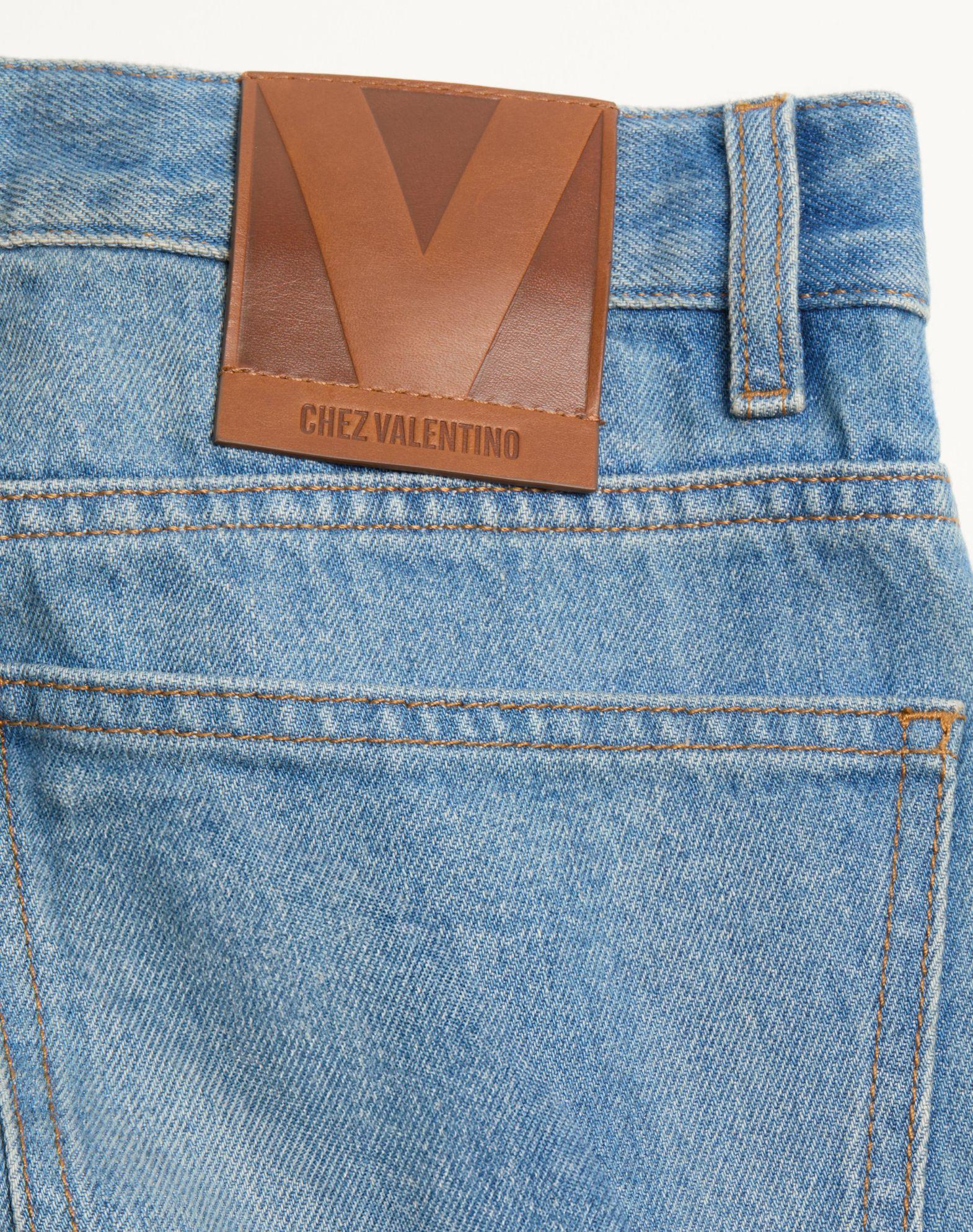 Denim Trousers With Jacquard Trims Product Image