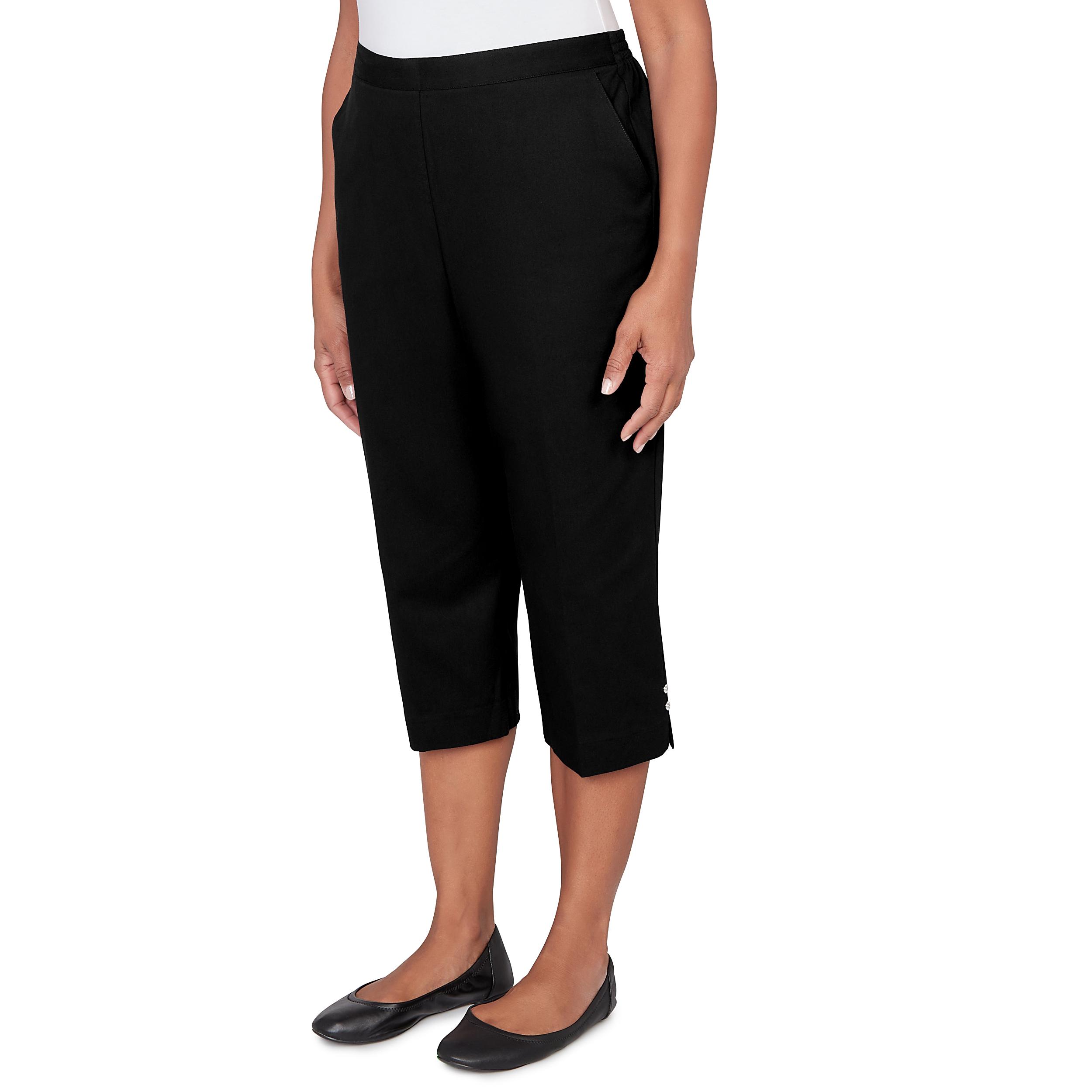 Alfred Dunner Solid Twill Button Hem Capri Pant- Petite Product Image