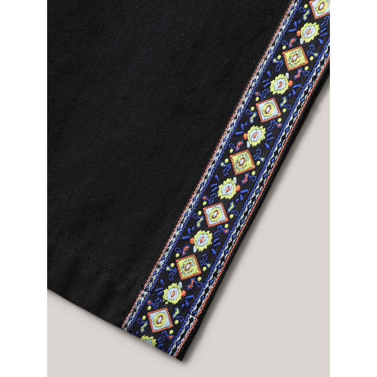 Plus Size Lace Detail Solid Straight-Leg Pants Women Black Resort Straight Leg Mid Rise Vacation Pants BloomChic 22-24/3X Product Image