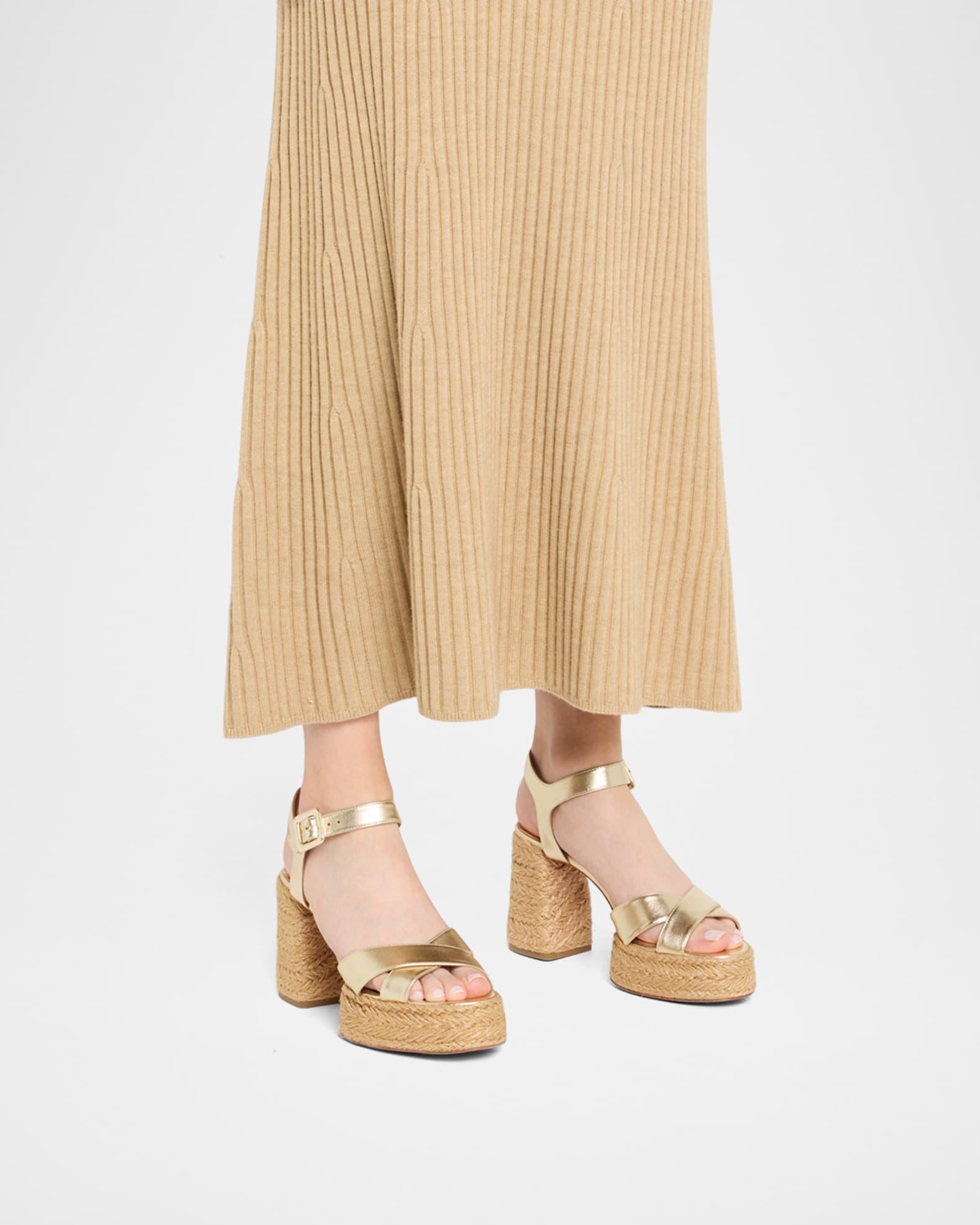 Metallic Crisscross Red Sole Platform Sandals Product Image