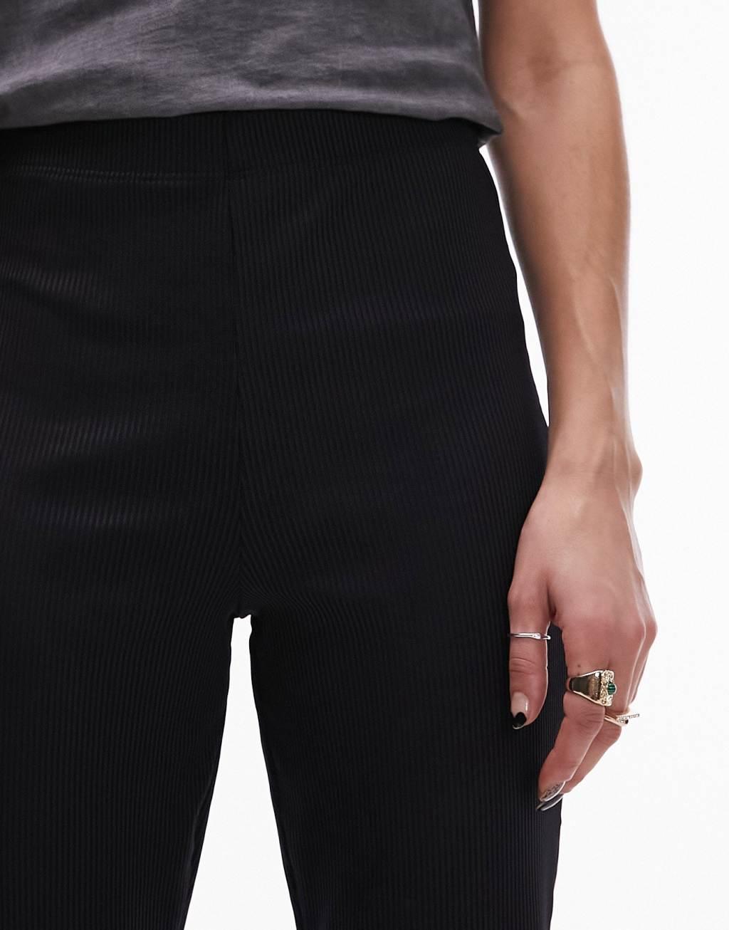 Topshop skinny rib flare in black Product Image