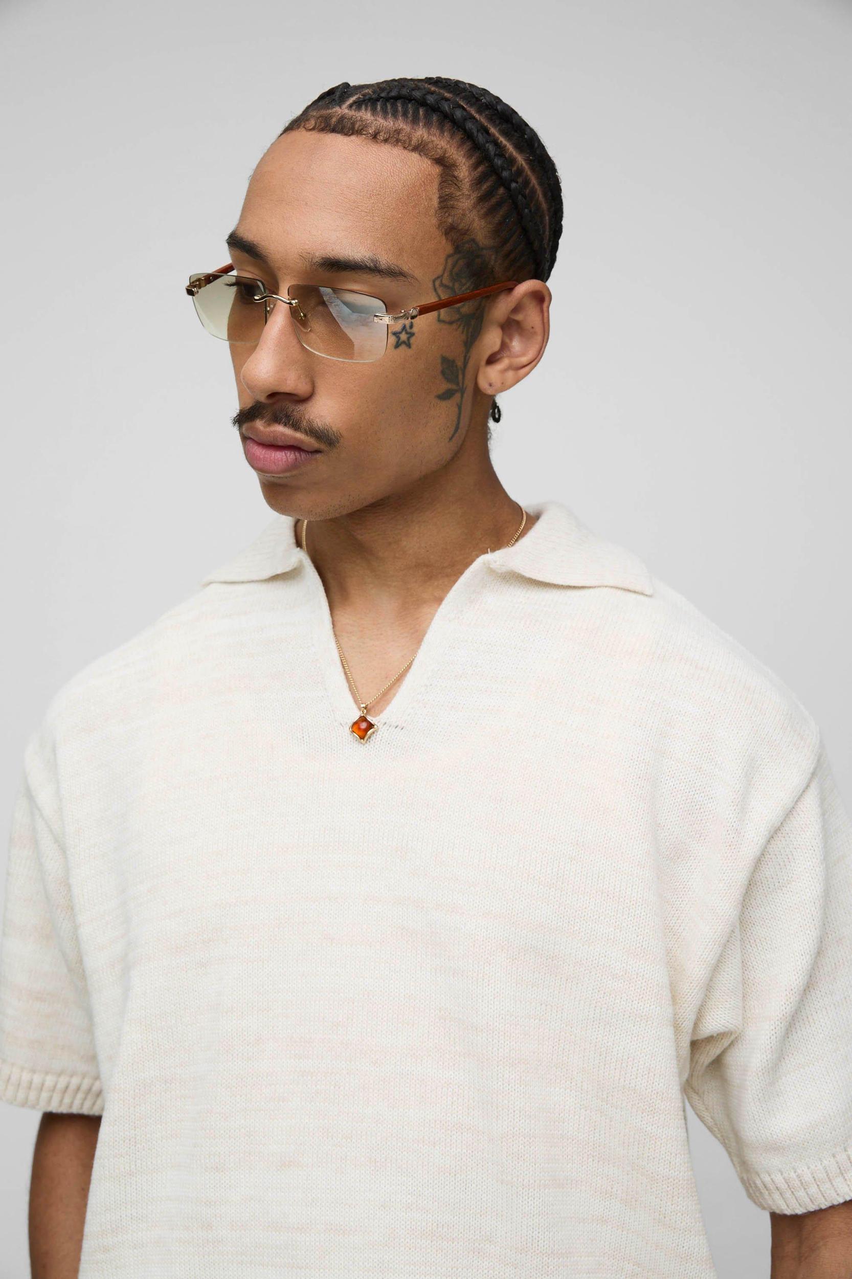 Oversized Boxy Knitted Marl Polo & Relaxed Short Set | boohooMAN USA Product Image