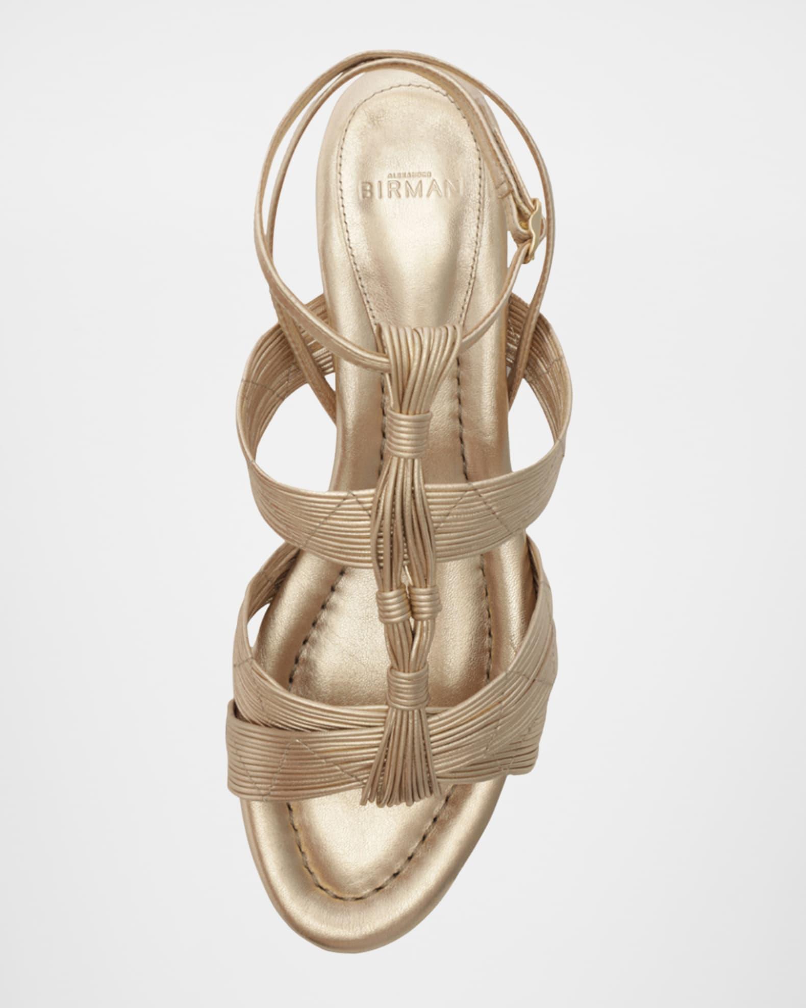 Olga Metallic Leather Block-Heel Strappy Sandals Product Image
