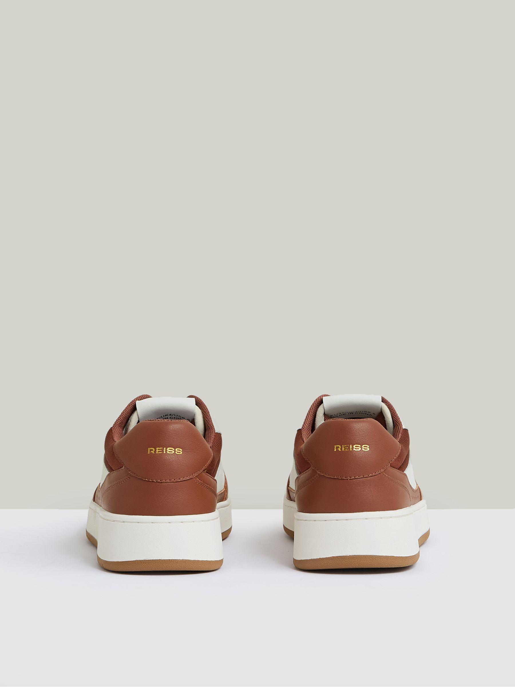Leather Panelled Trainers in White/Tan Product Image