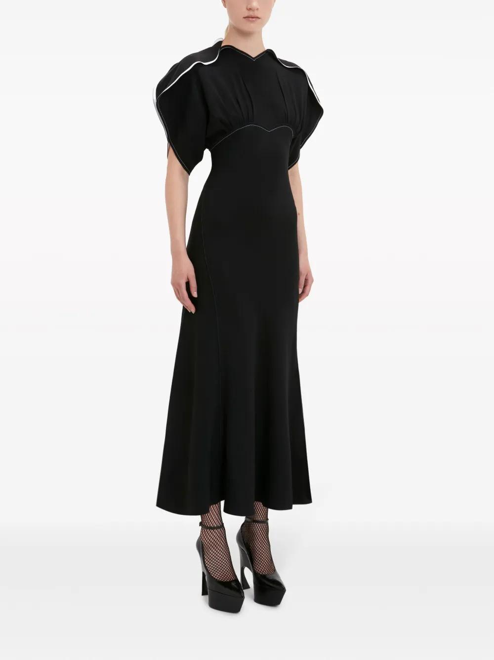 draped-sleeve flared midi dress Product Image