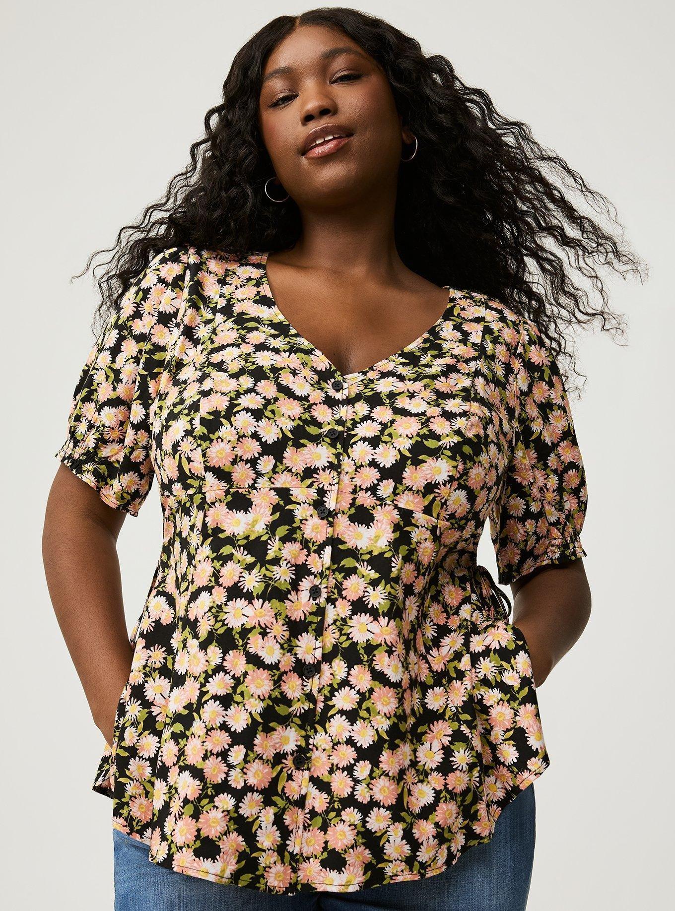 Challis Side Tie Short Sleeve Top Product Image