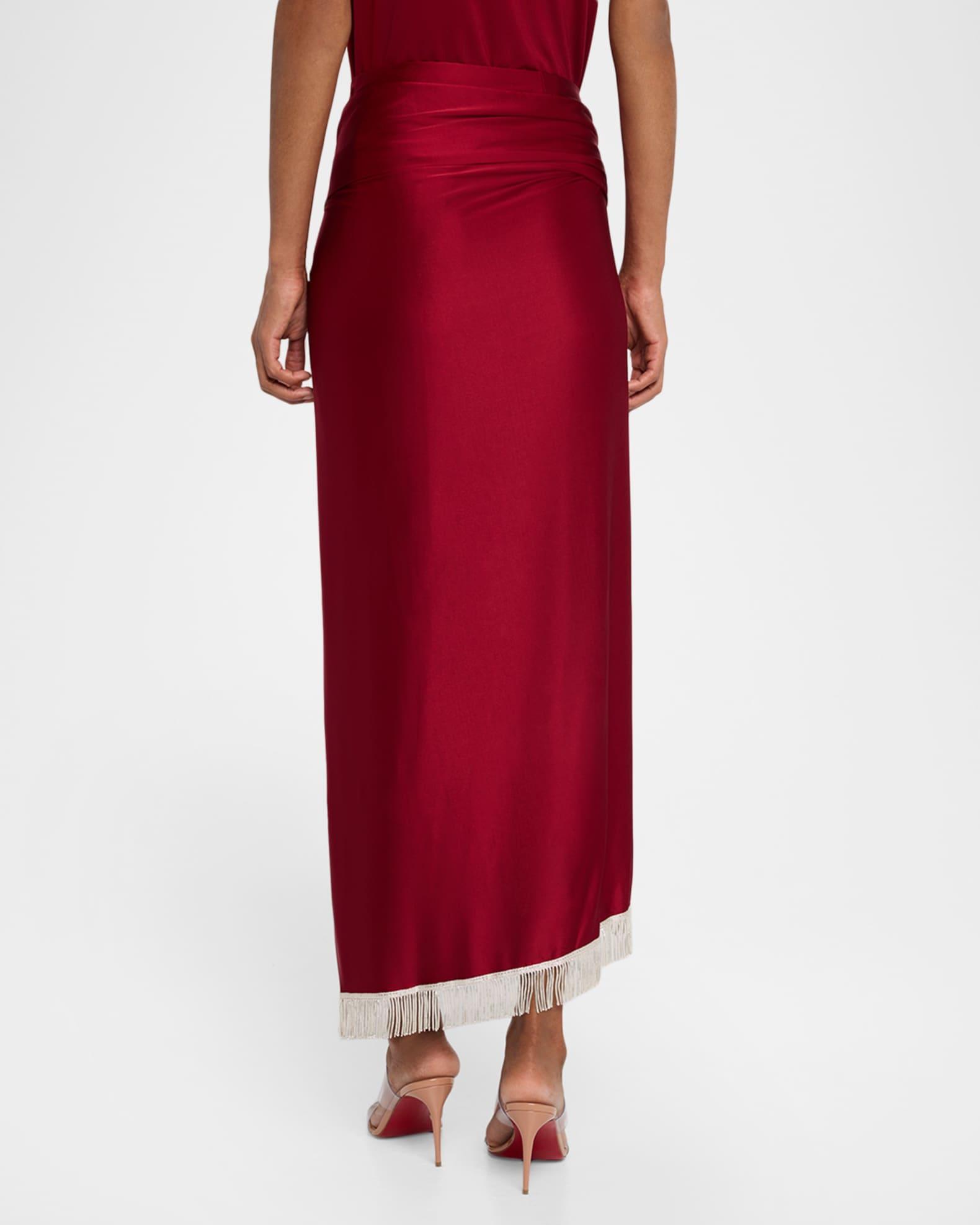 Fringed Maxi Wrap Skirt Product Image