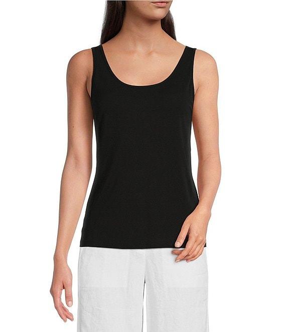 Eileen Fisher Knit Silk Jersey Scoop Neck Sleeveless Tank Product Image