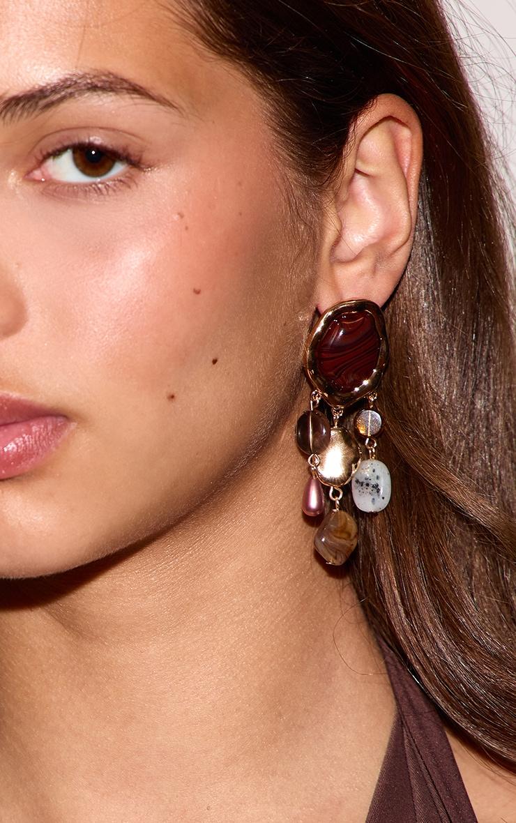 Gold Multi Drape Pendant Statement Earrings Product Image