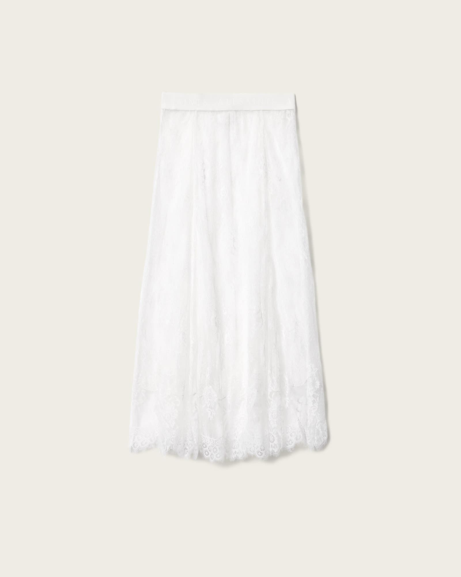Arran Lace Ankle Length Skirt Off White | ALLSAINTS US Product Image
