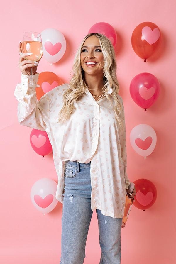 Busy In The City Polka Dot Top in Cream Product Image