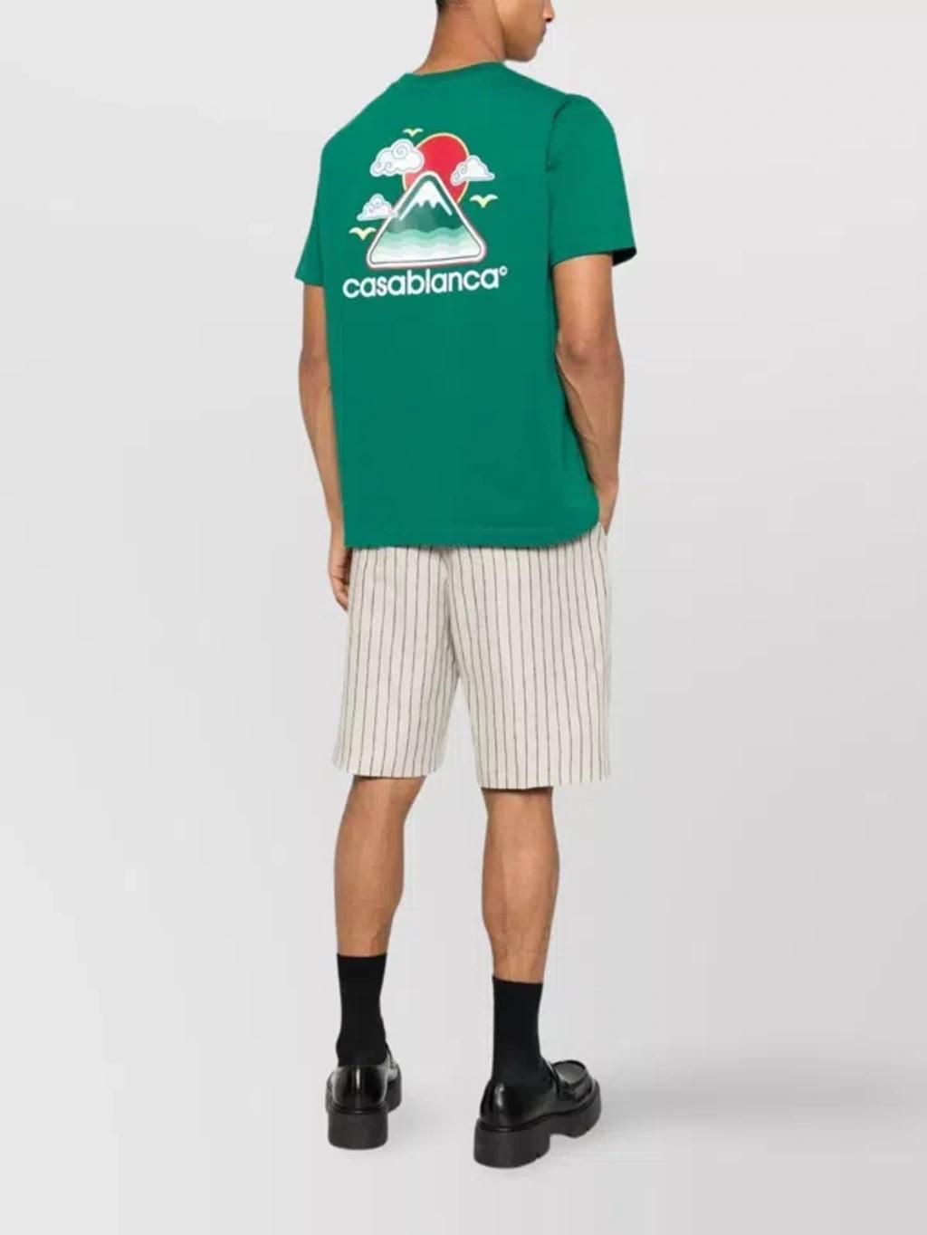 CASABLANCA Mens Montagne Ondulee Brand-print Cotton-jersey T-shirt In Green Product Image