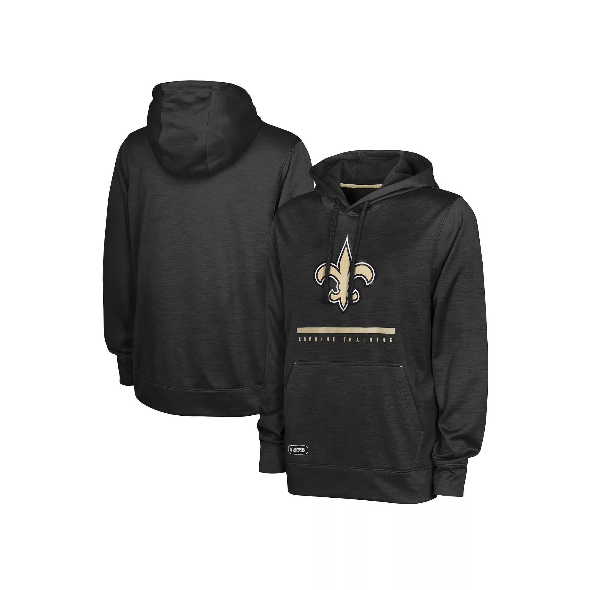 Men's Black New Orleans Saints Speed Drill Streak Pullover Hoodie, Size: XL Product Image