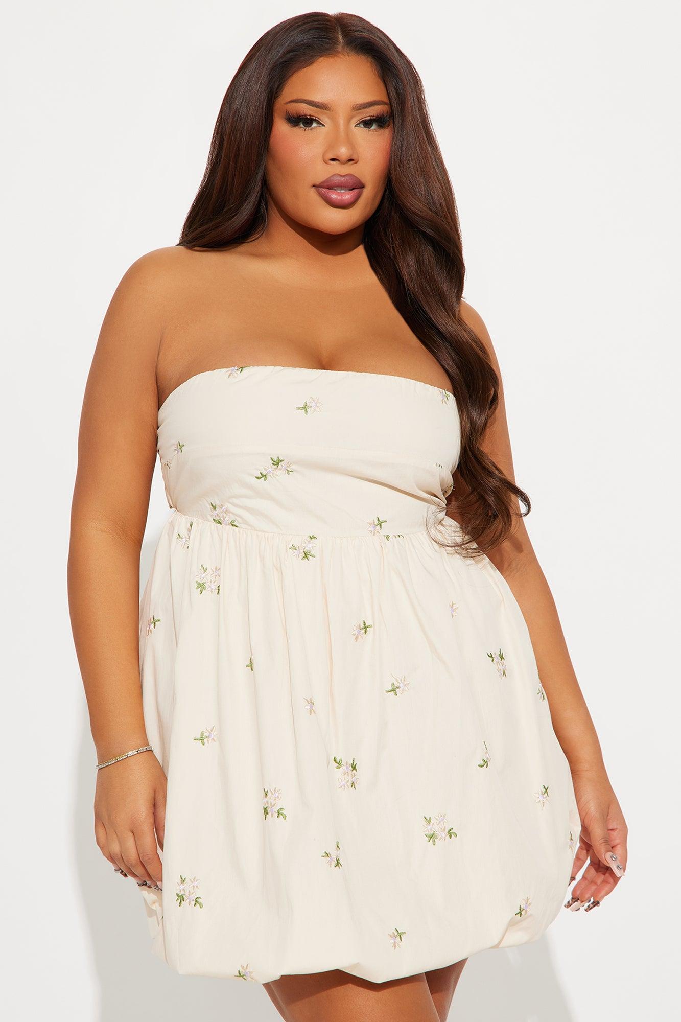 Aria Linen Bubble Mini Dress - Ivory Product Image