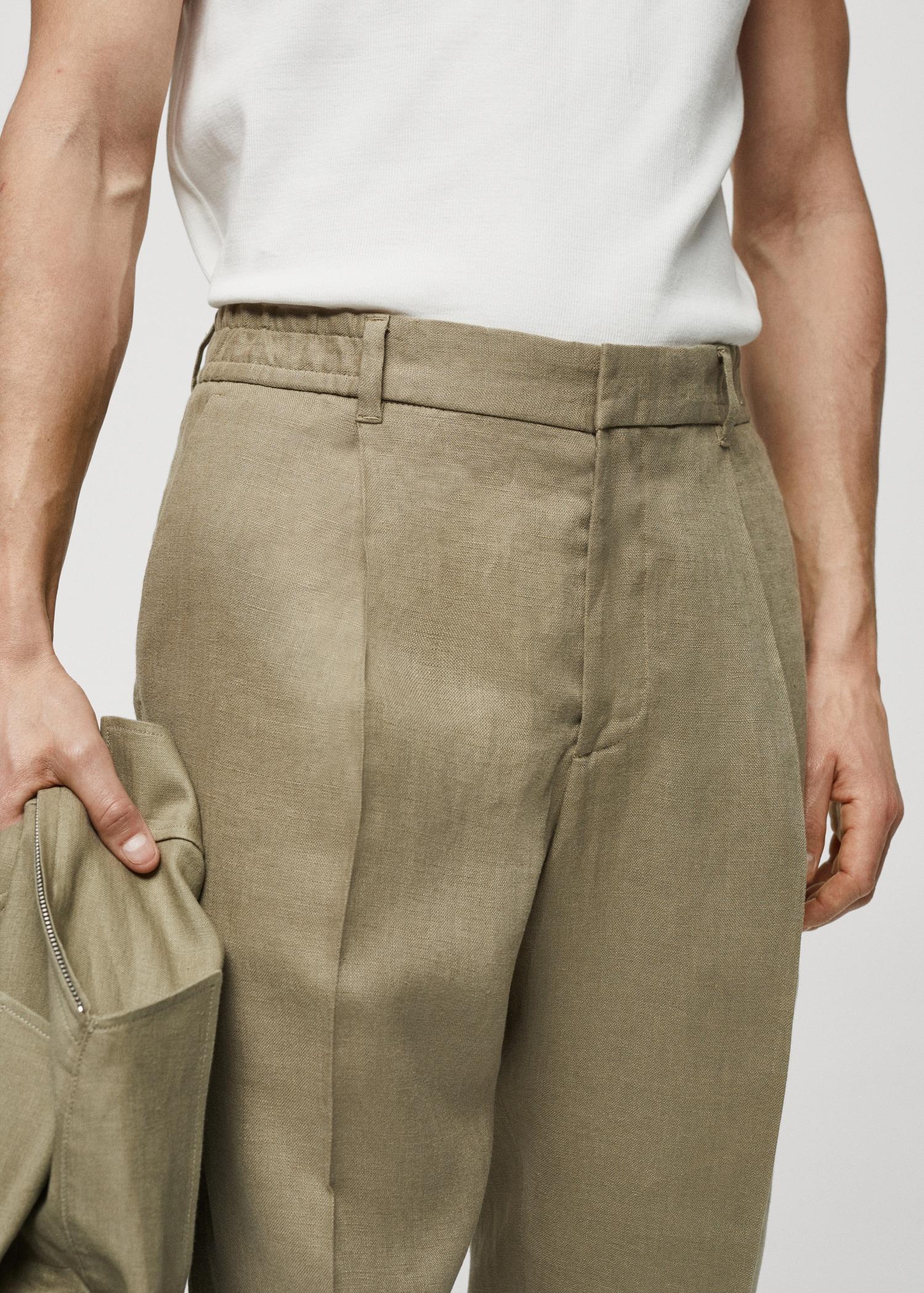 100% linen regular-fit trousers - Men | MANGO USA Product Image