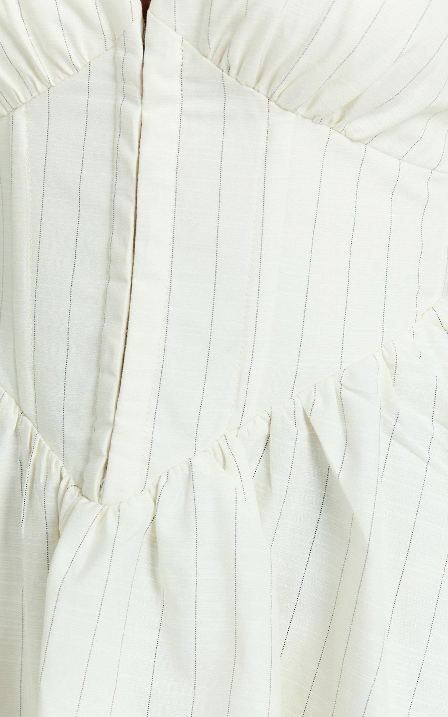 Raina Mini Dress - Halterneck Corset Waist Gathered Skirt Dress in Cream Product Image