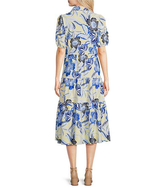 Jude Connally Portia Knit Jude Cloth Blooming Botanics Print V-Neck Tiered Dress Product Image