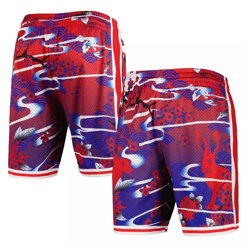 Men's Mitchell & Ness Red Philadelphia 76ers Lunar New Year Swingman Shorts,  Product Image