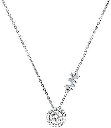 Precious Metal-Plated Sterling Silver Pavé Halo Necklace Product Image