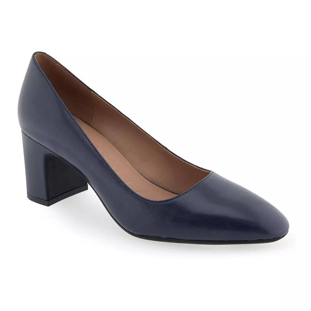 Aerosoles Minetta Womens Leather Dress Pumps Blue Leather Product Image