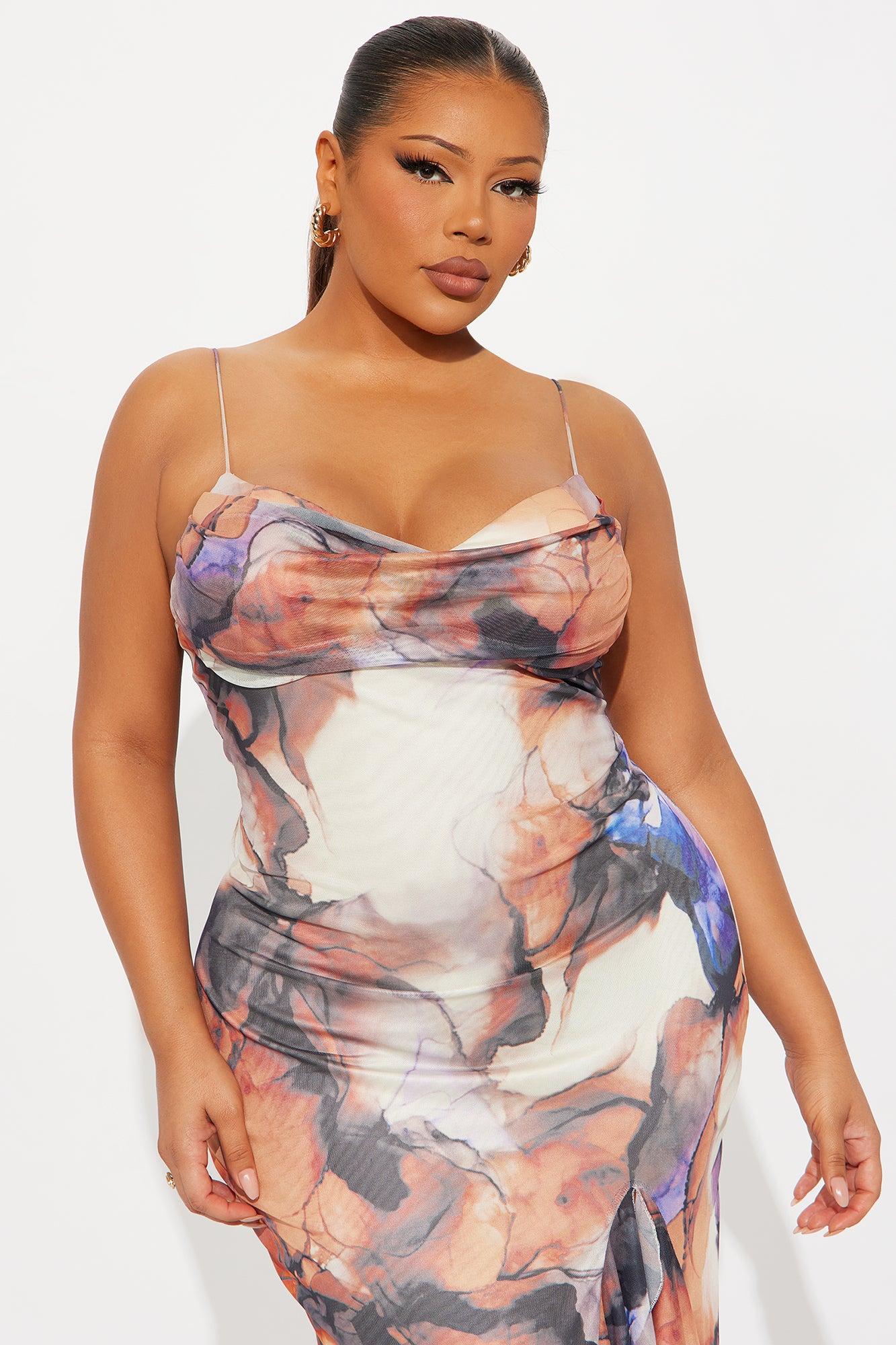 Lana Printed Mesh Maxi Dress - Orange/combo Female Product Image