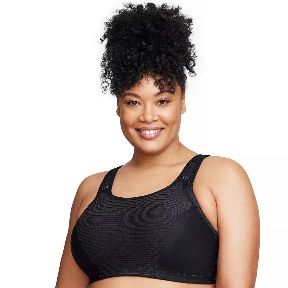 Plus Size Glamorise Full-Figure Adjustable Wireless Sport Bra 1166, Women's, Size: 46 D, Solid Black Product Image