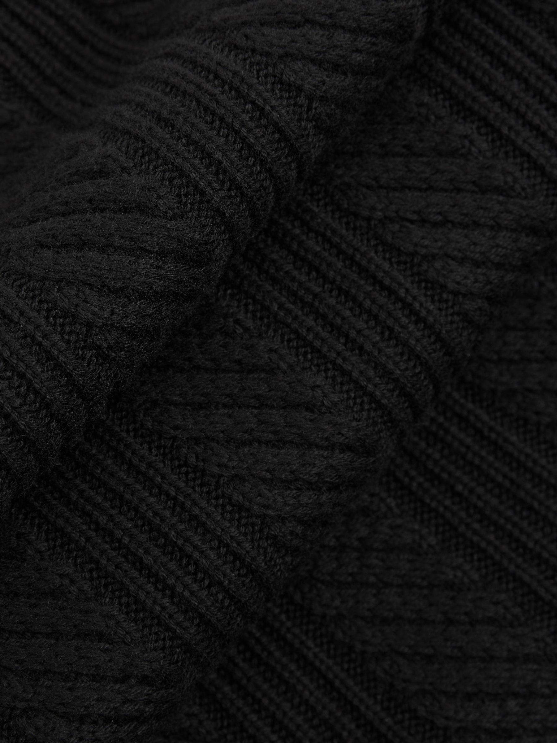 Cabled Roll-Neck Jumper with Cotton and Wool in Black Product Image