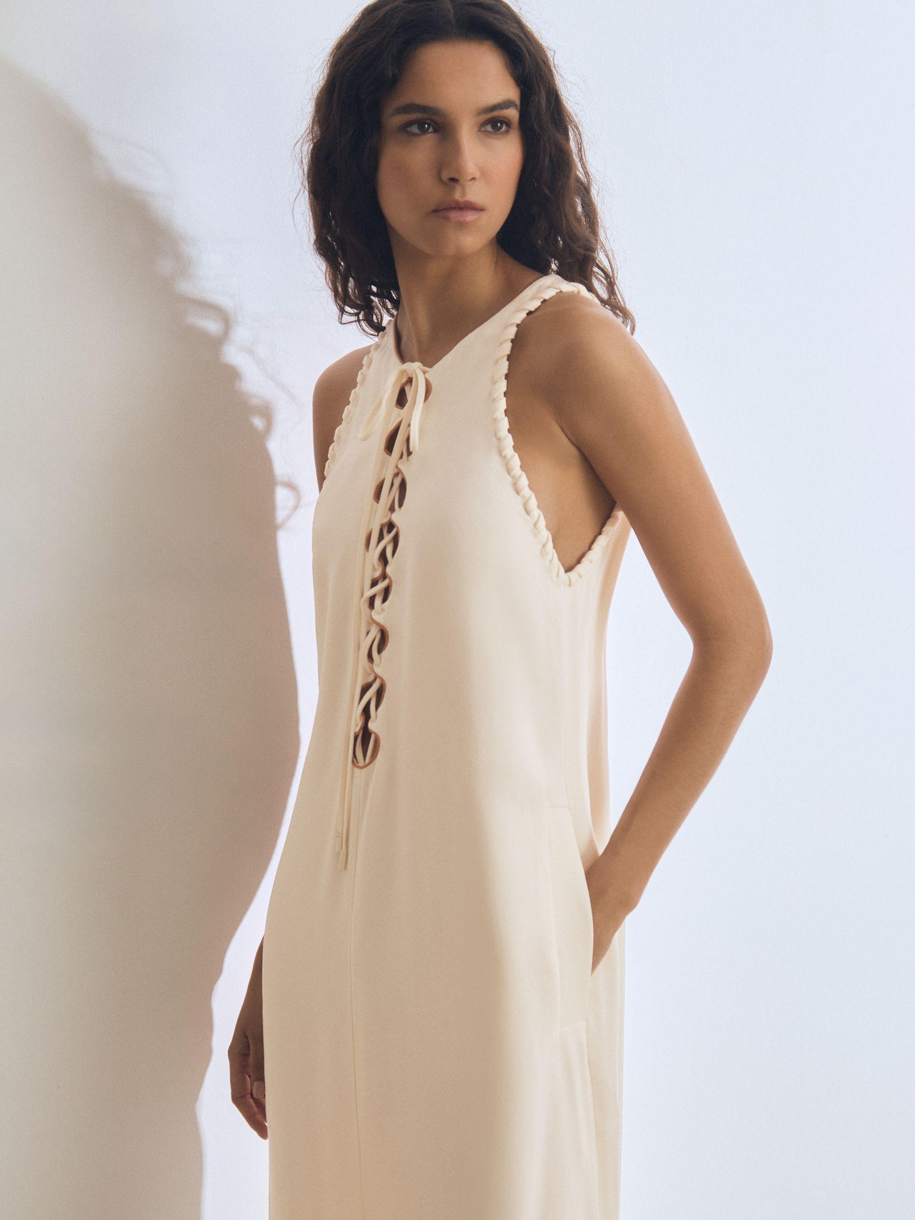 Atelier Satin-Crepe Cut-Out Maxi Dress in Cream Product Image