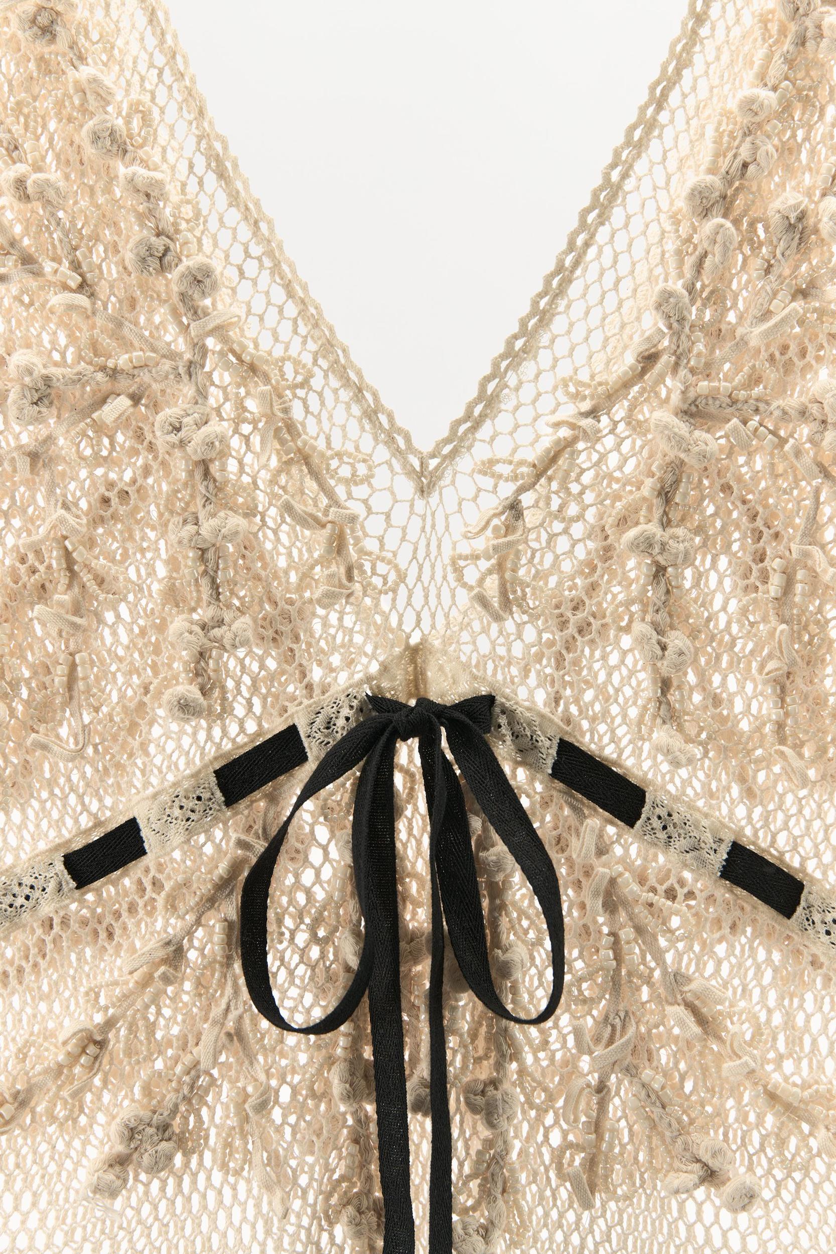 BEADED TEXTURED COMBINATION DRESS Product Image